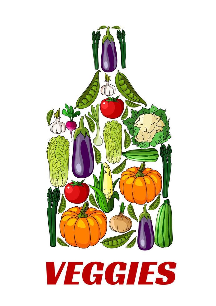 icône d'étiquette de planche à découper de légumes vecteur