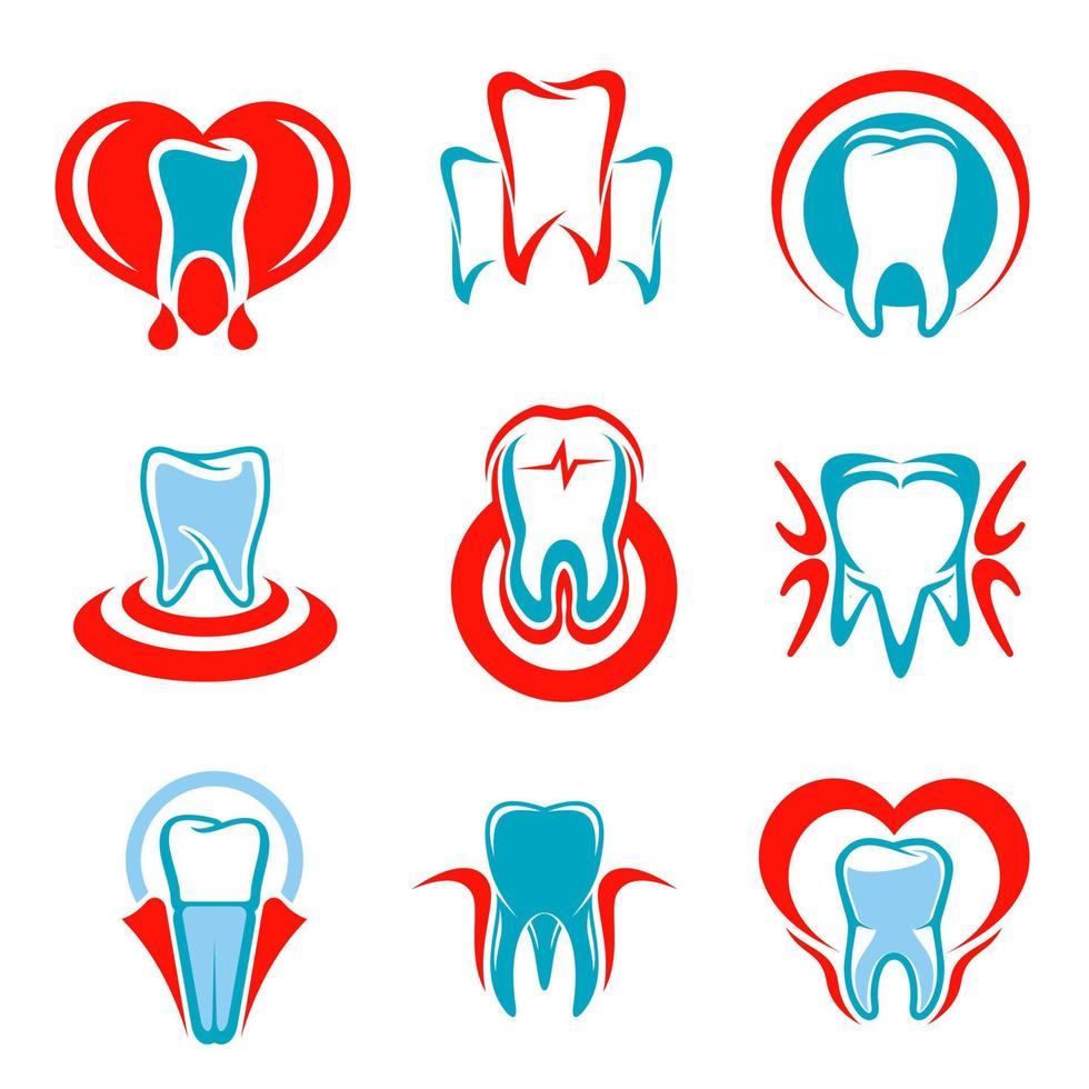 ensemble d'icônes vectorielles de dent de dentisterie vecteur