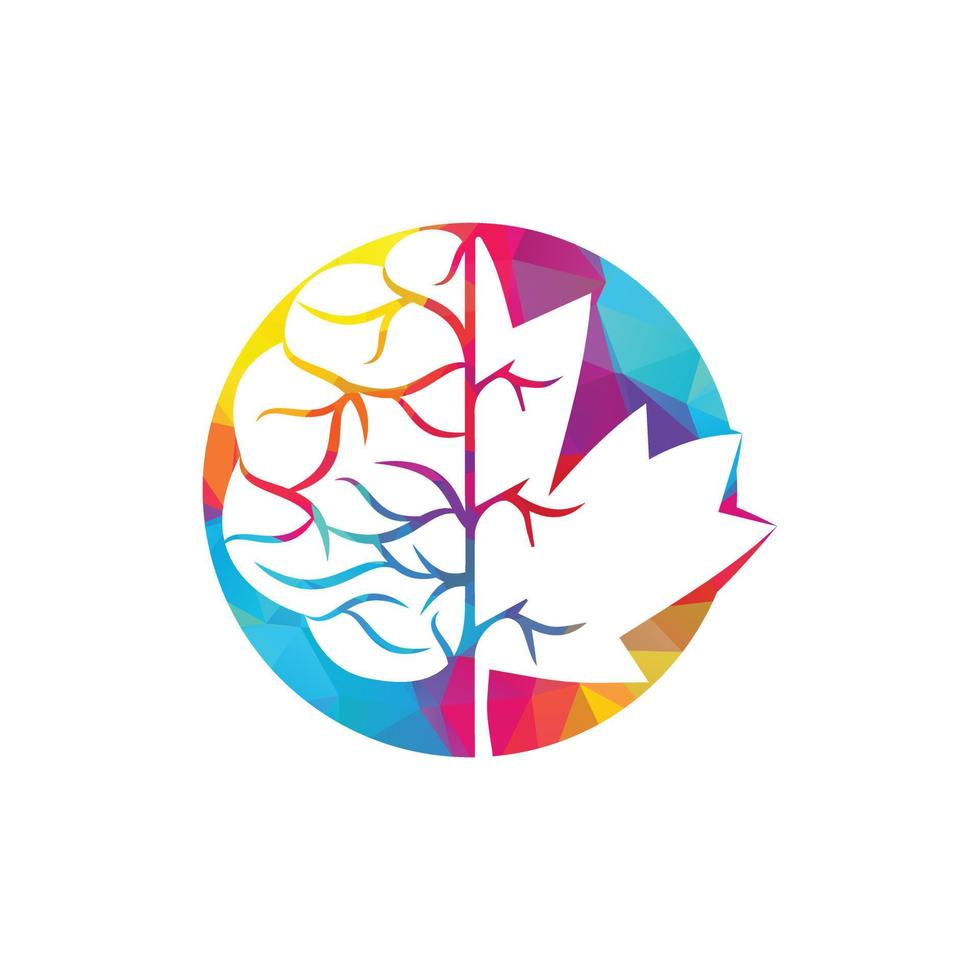 création de logo cerveau créatif et feuille d'érable. enseigne commerciale du canada. vecteur