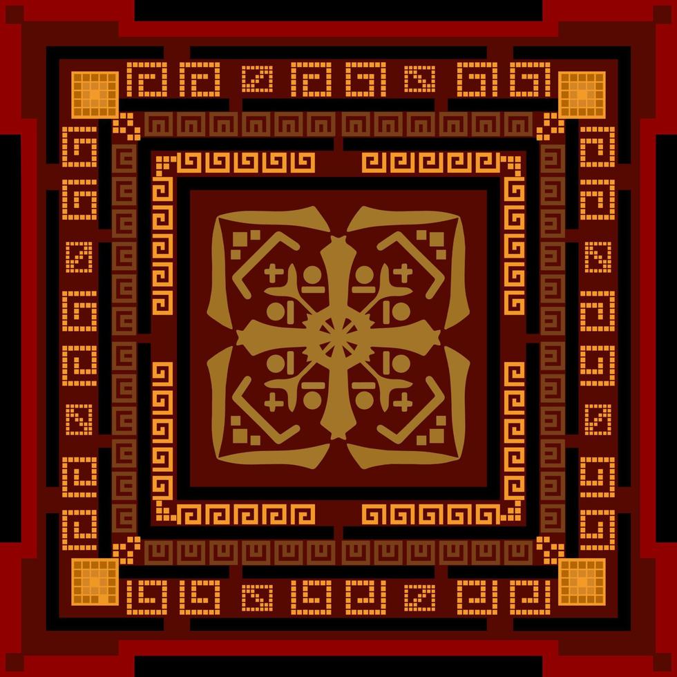 motif géométrique doré idéal pour foulard en soie, mouchoir, bandana, foulard, châle, hijab, tissu, textile, papier peint, tapis, couverture, céramique ou carrelage. illustrations pour l'impression de mode. vecteur