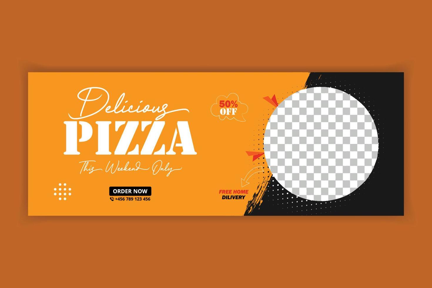 menu de nourriture et modèle de bannière de promotion de médias sociaux de délicieuses pizzas vecteur