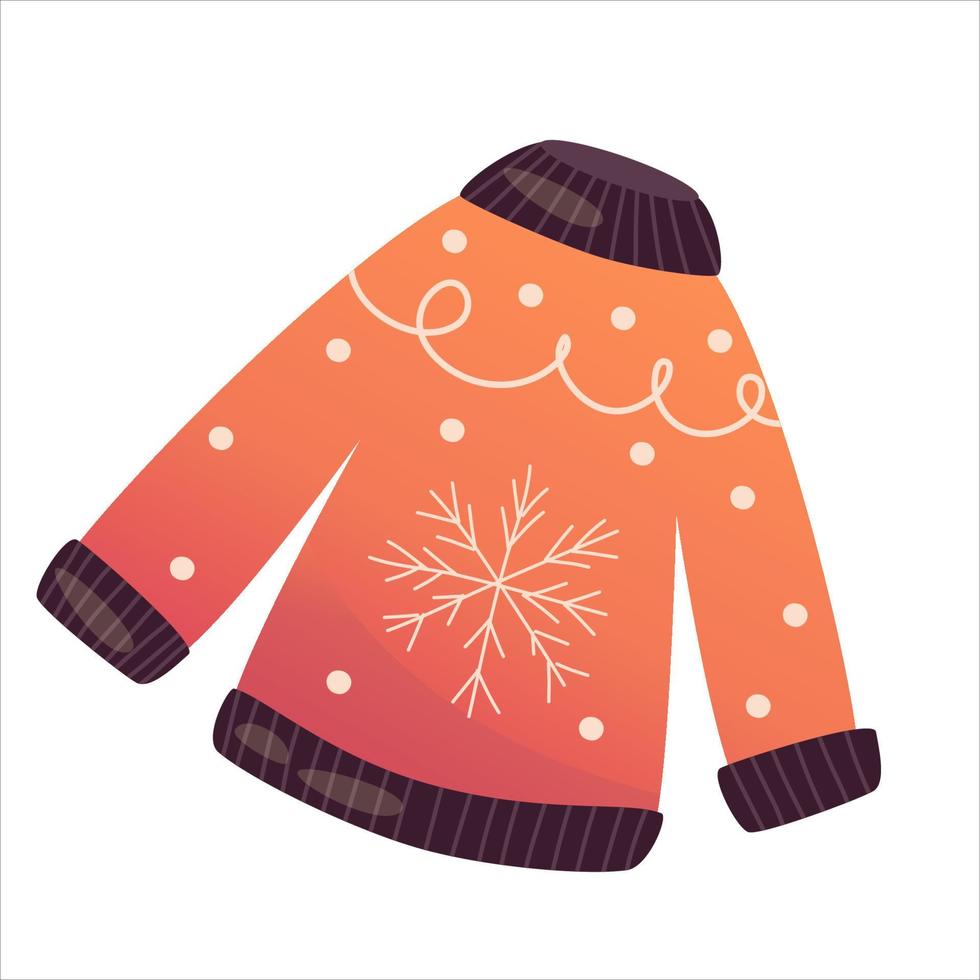 pull de noël confortable hygge isolé. illustration de vecteur plat de dessin animé. illustration vectorielle isolée. décor de Noël de vacances. éléments confortables de noël