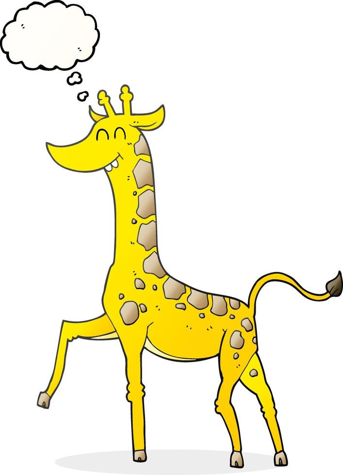 Bulle de pensée dessinée à main levée dessin animé girafe vecteur