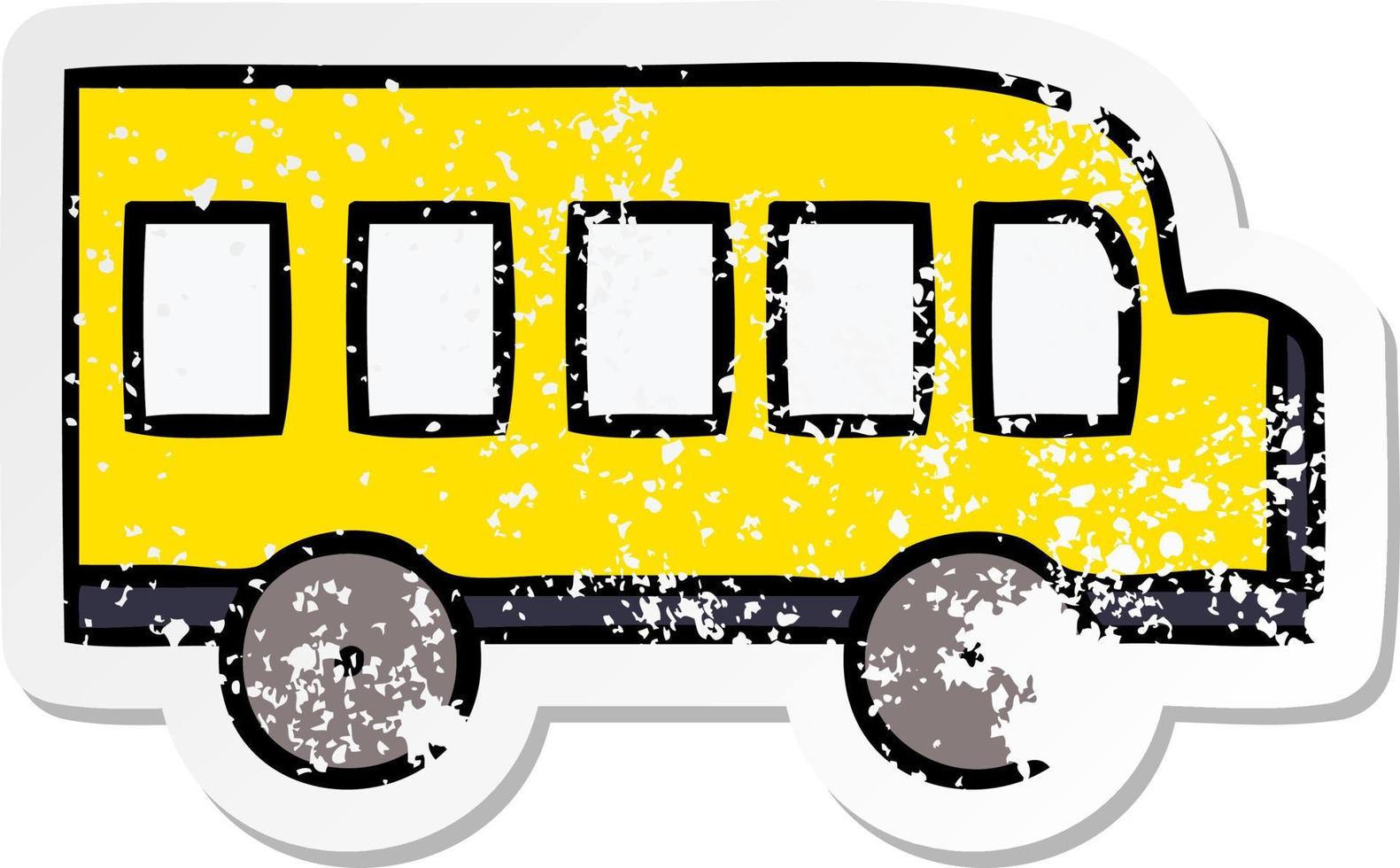 autocollant en détresse d'un autobus scolaire de dessin animé mignon vecteur