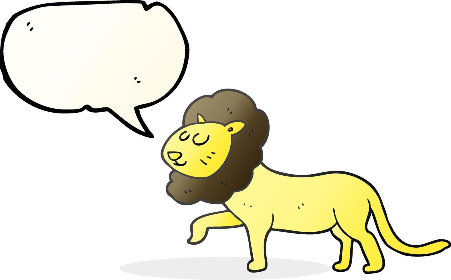 Bulle de dialogue dessinée à main levée lion de dessin animé vecteur