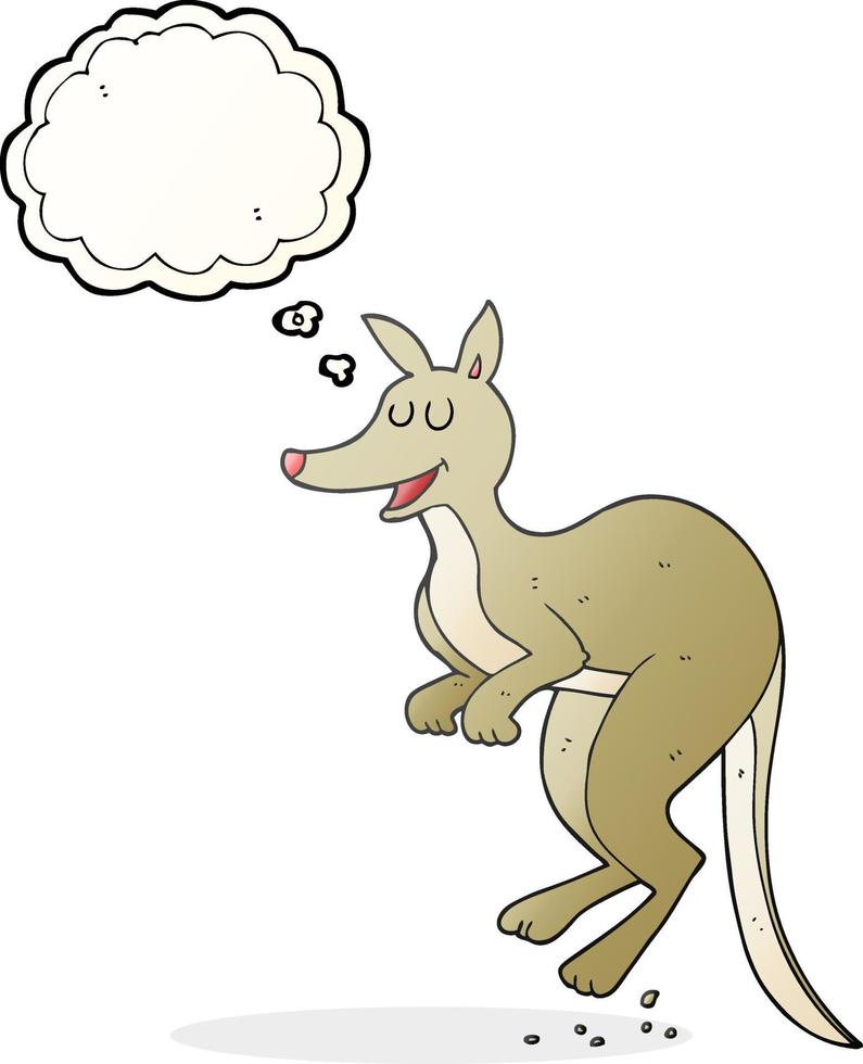 kangourou de dessin animé à bulle de pensée dessiné à main levée vecteur