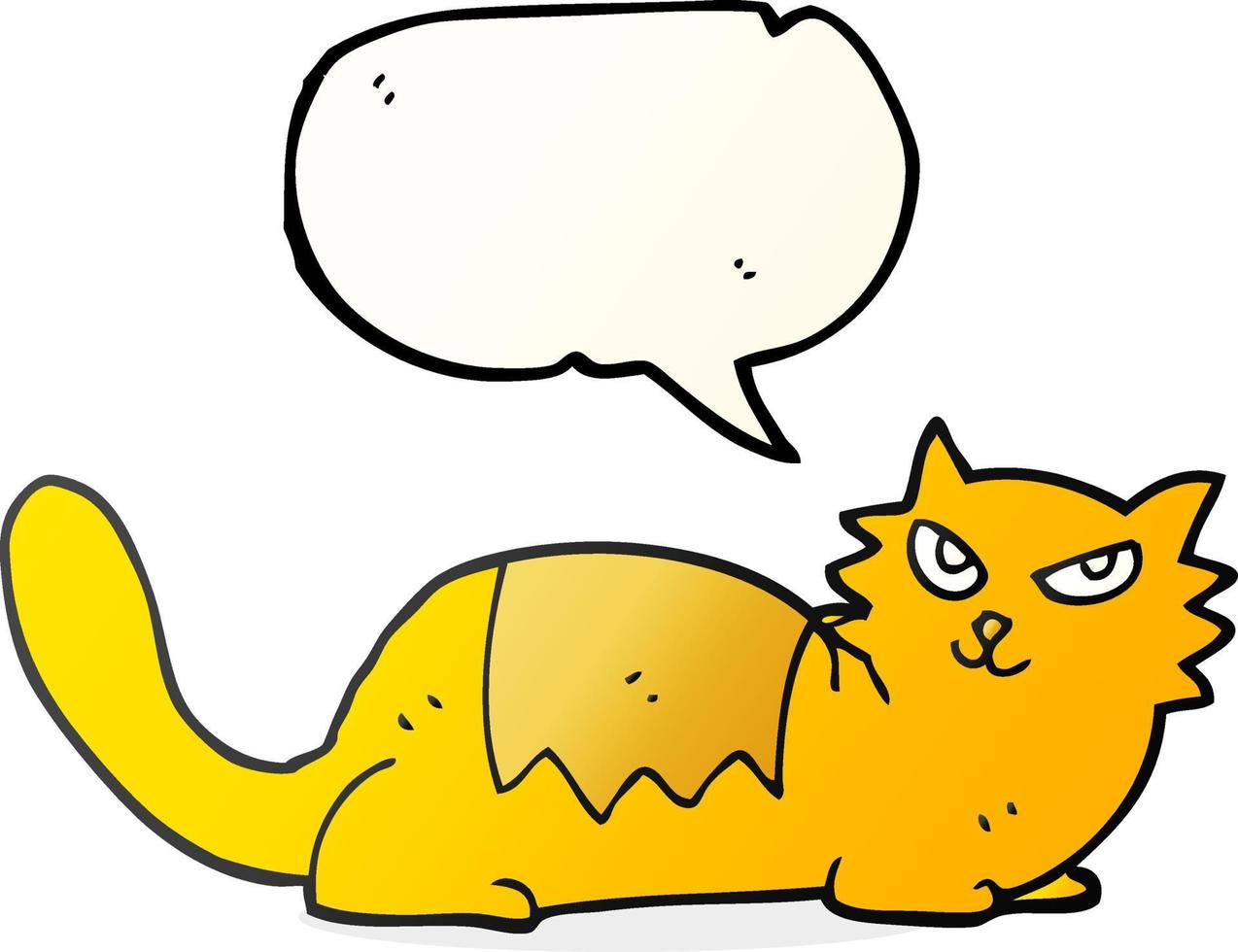 Chat de dessin animé à bulle de dialogue dessiné à main levée vecteur