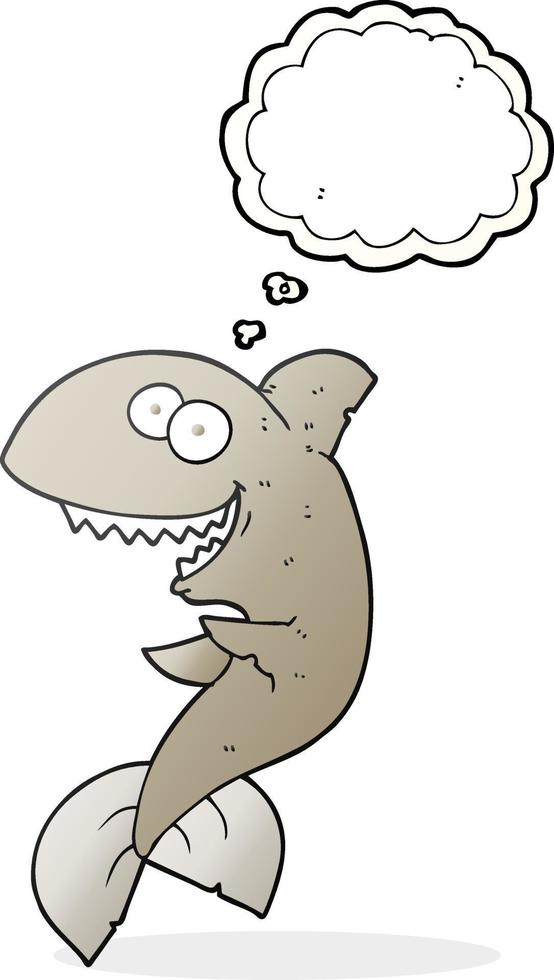 Bulle de pensée dessinée à main levée requin dessin animé vecteur