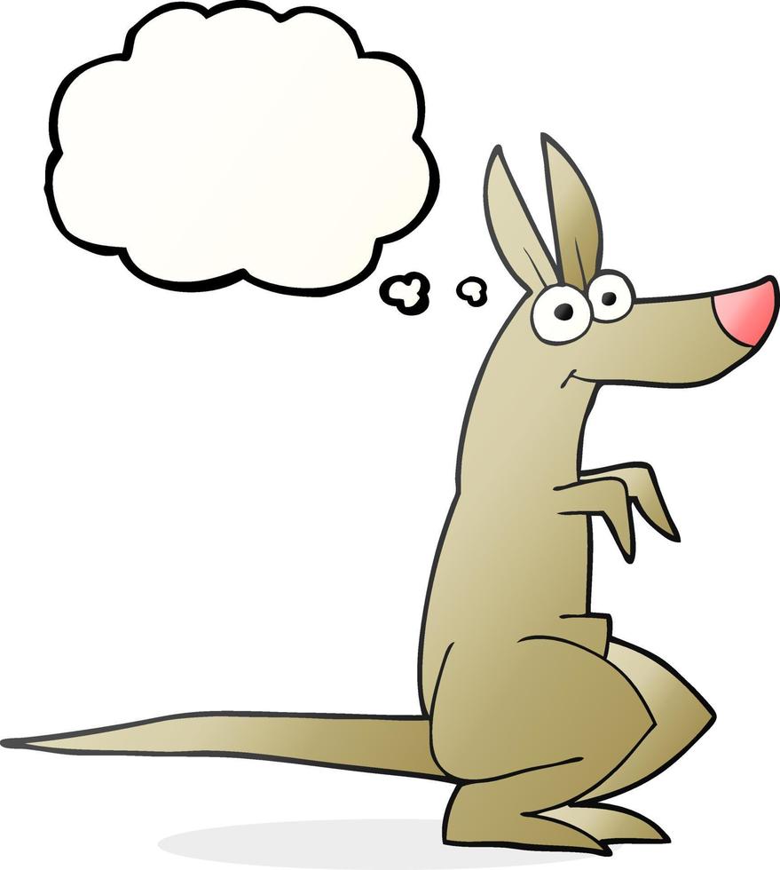 kangourou de dessin animé à bulle de pensée dessiné à main levée vecteur
