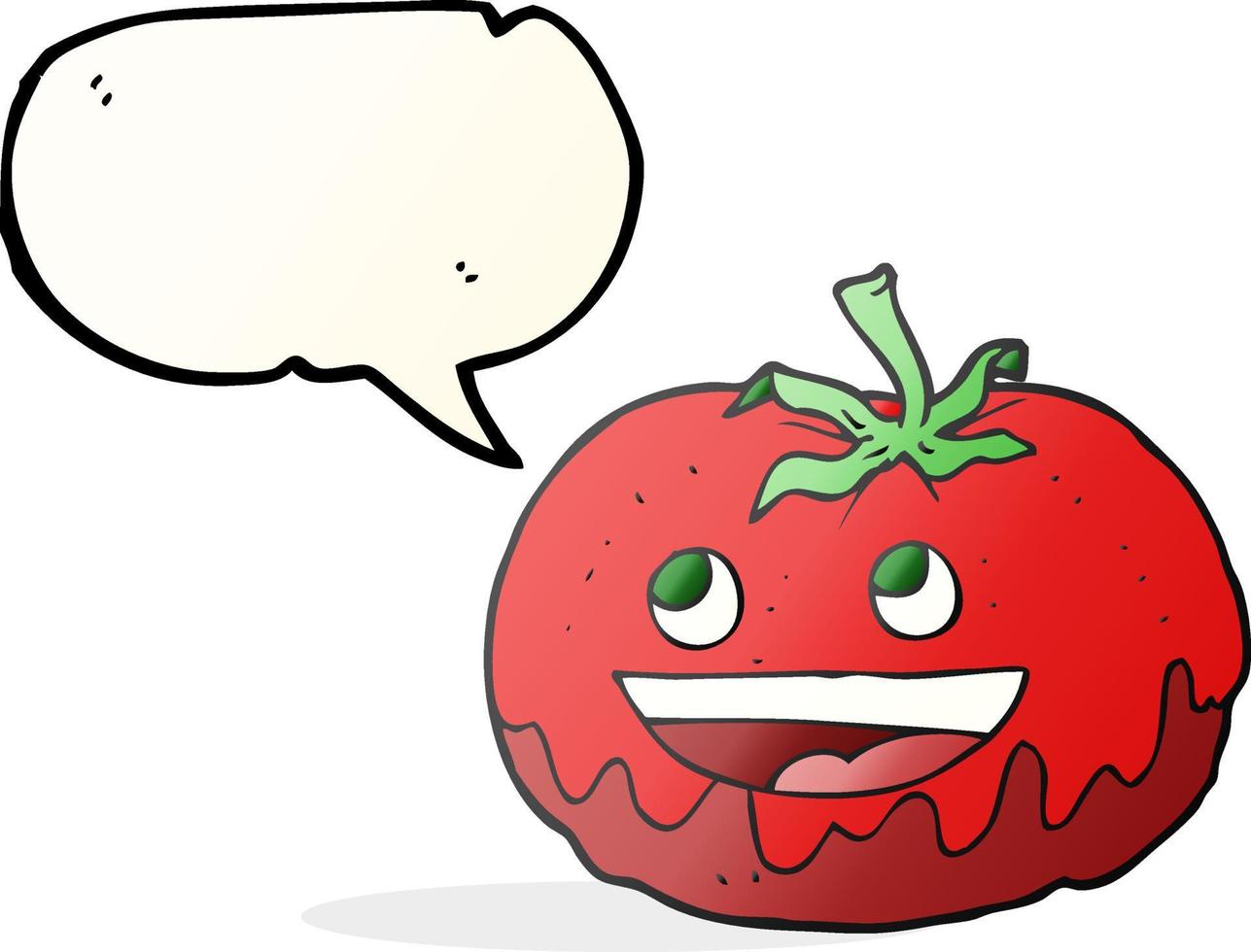 Bulle de dialogue dessinée à main levée tomate de dessin animé vecteur