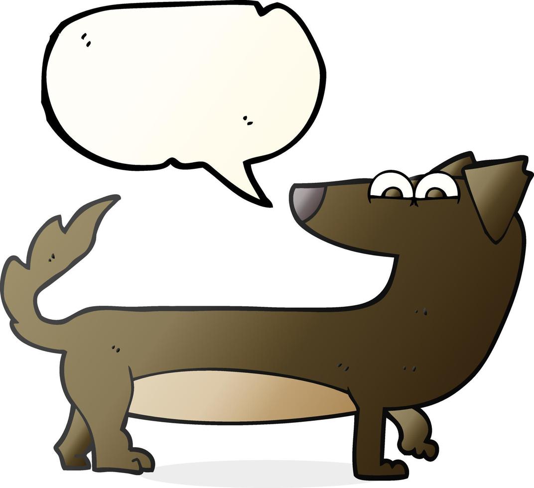 chien de dessin animé à bulle de dialogue dessiné à main levée vecteur