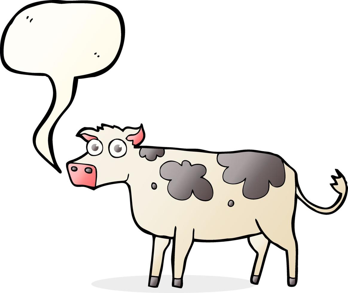 Bulle de dialogue dessinée à main levée vache de dessin animé vecteur