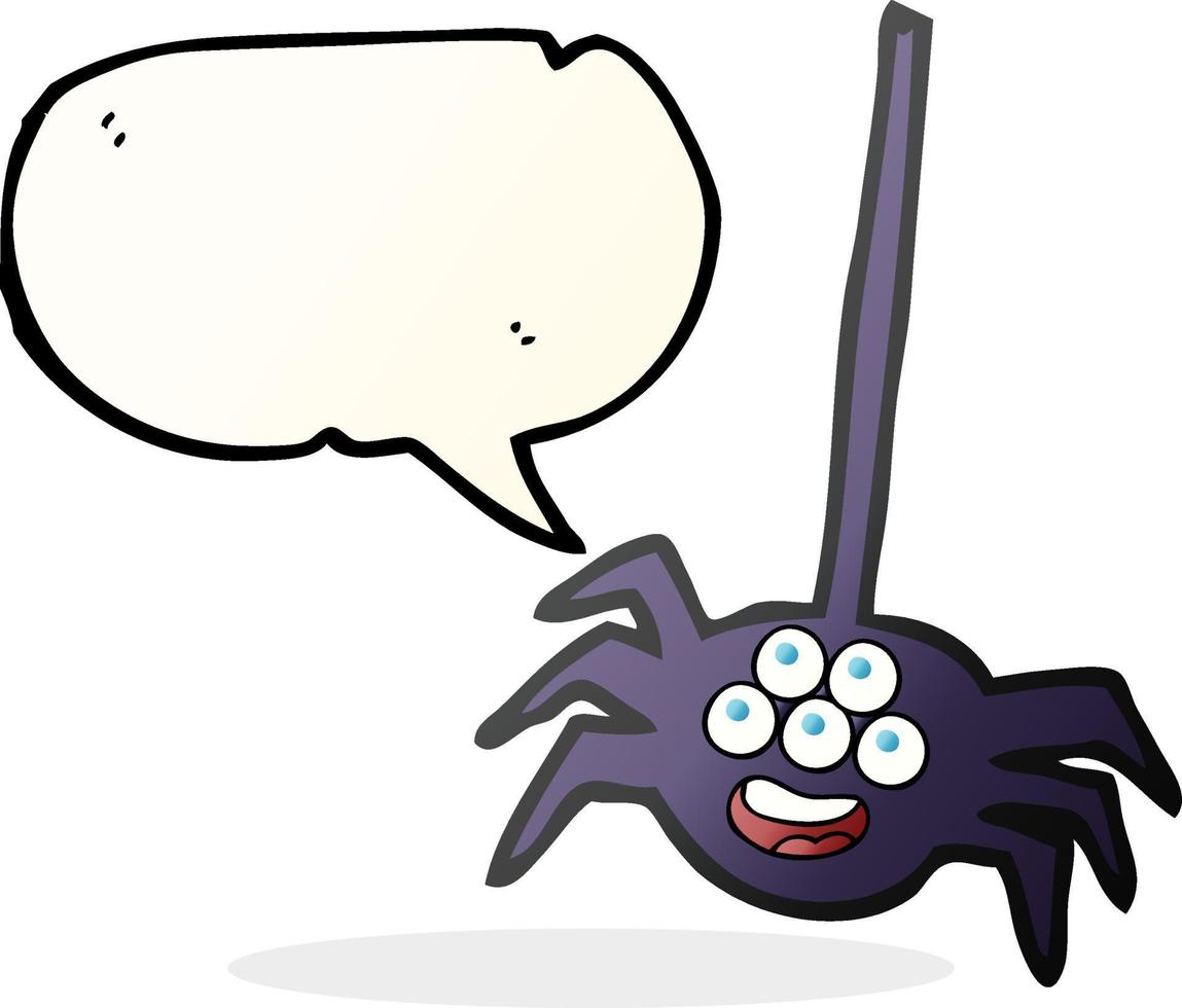 Bulle de dialogue dessinée à main levée dessin animé araignée halloween vecteur