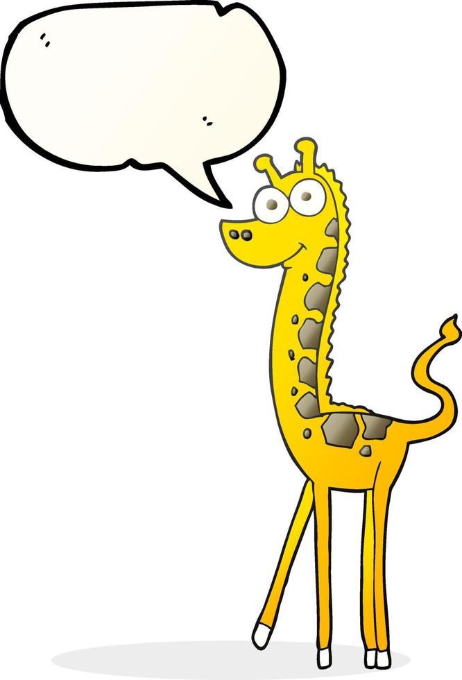 Bulle de dialogue dessinée à main levée girafe de dessin animé vecteur