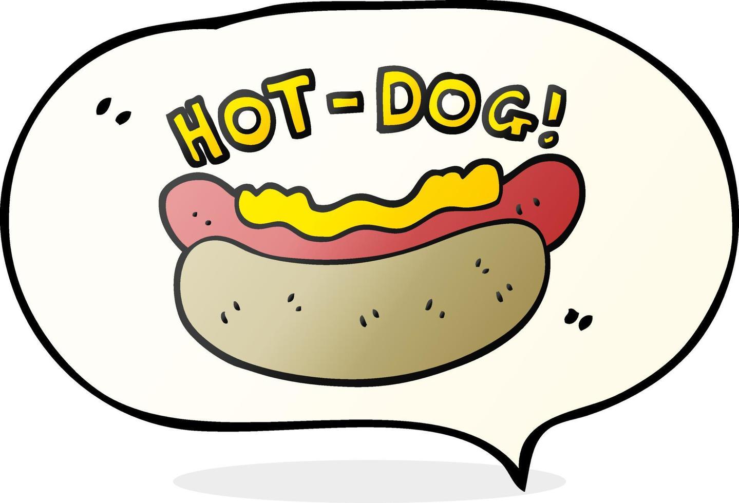 hot-dog de dessin animé de bulle de discours dessiné à main levée vecteur