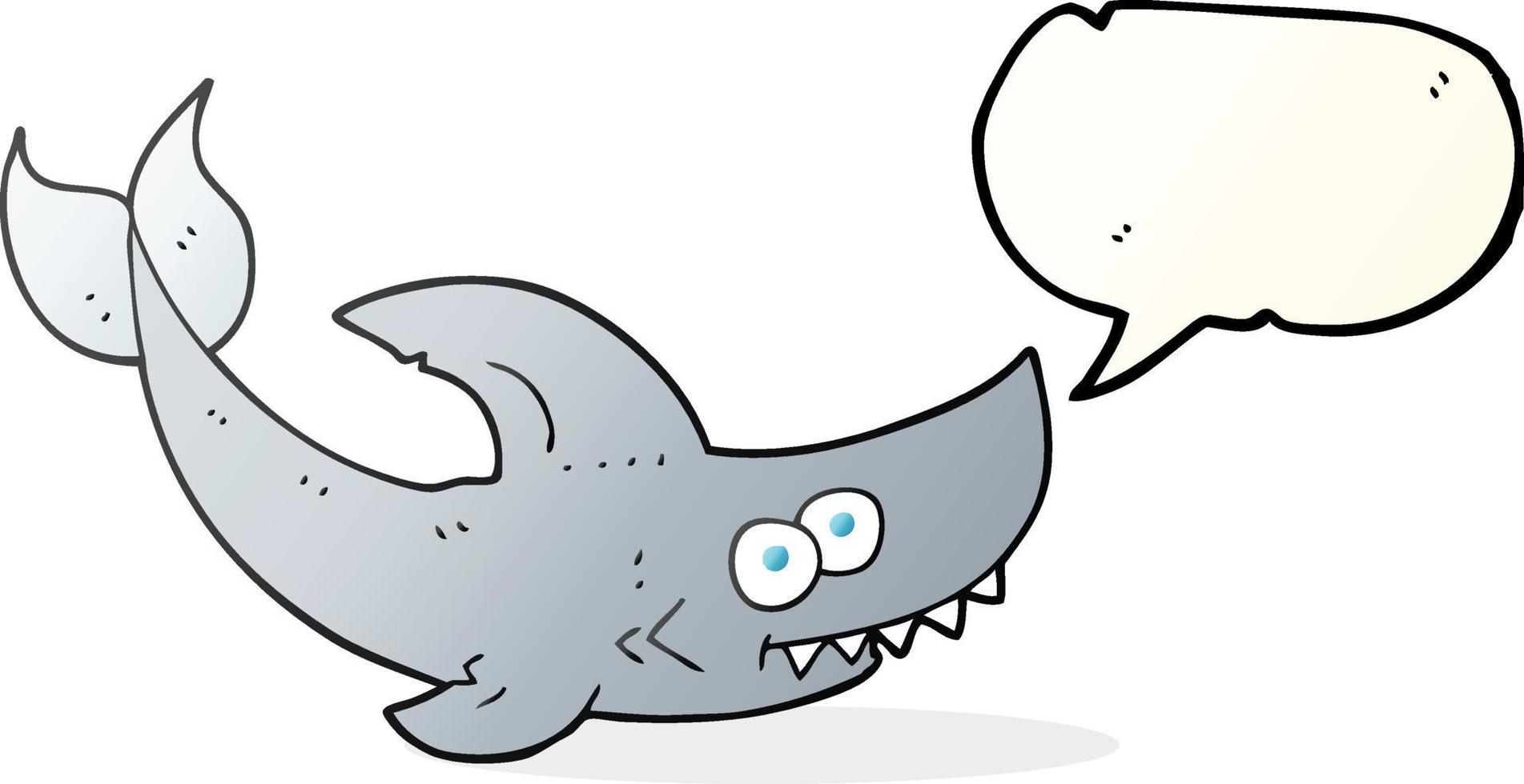 Requin de dessin animé à bulle de discours dessiné à main levée vecteur