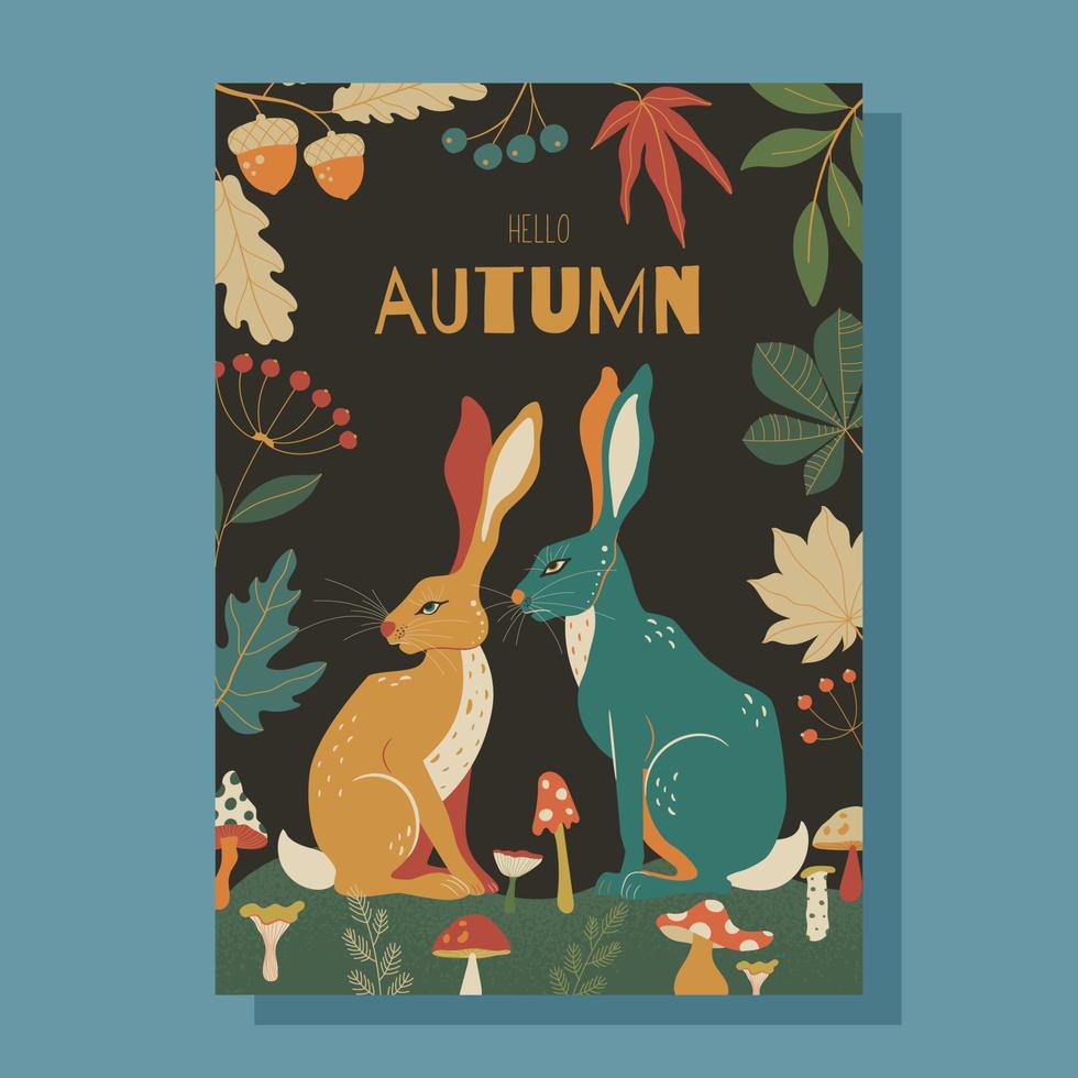 bonjour carte d'illustration automne vecteur