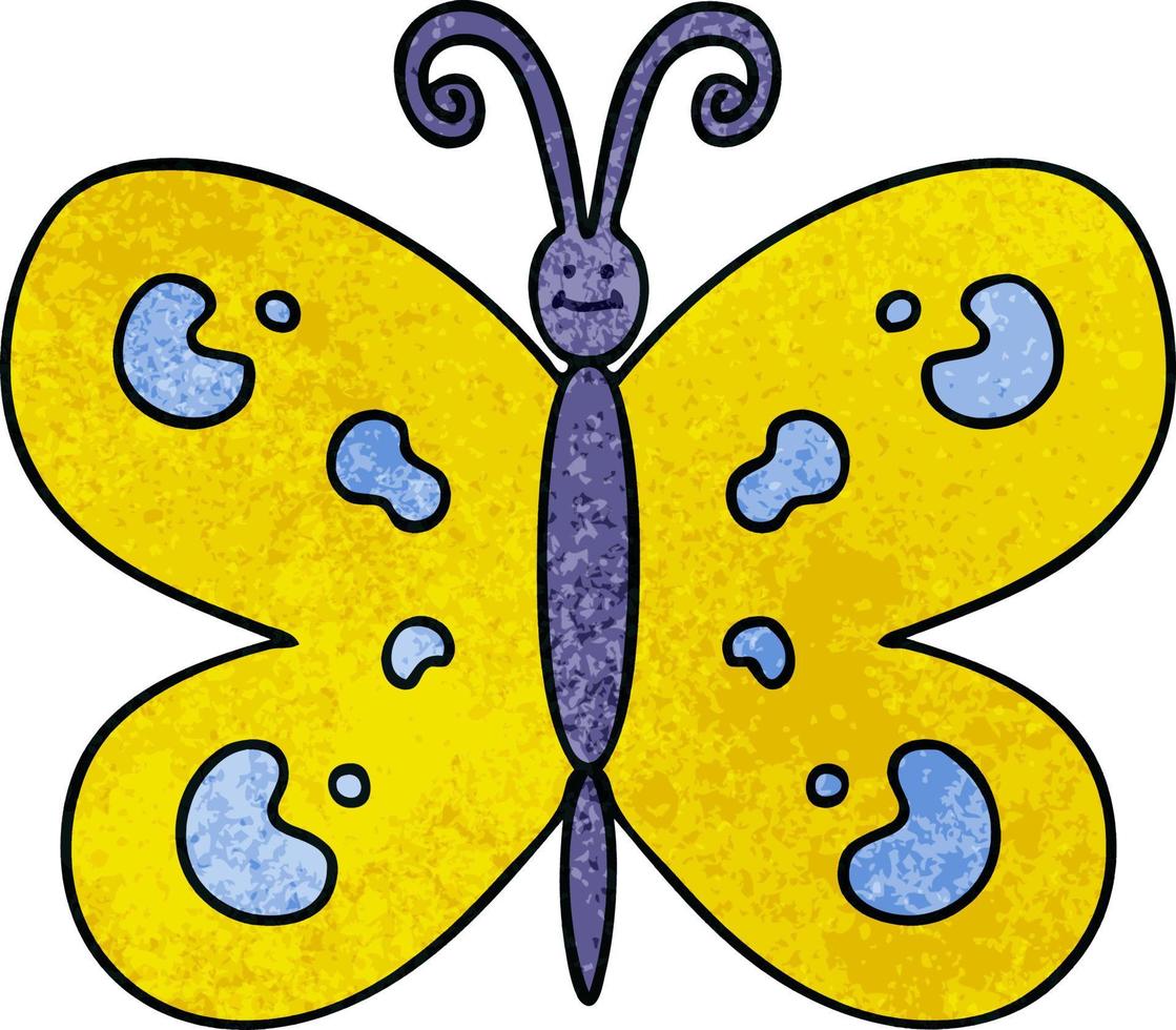 papillon de dessin animé dessiné à la main excentrique vecteur