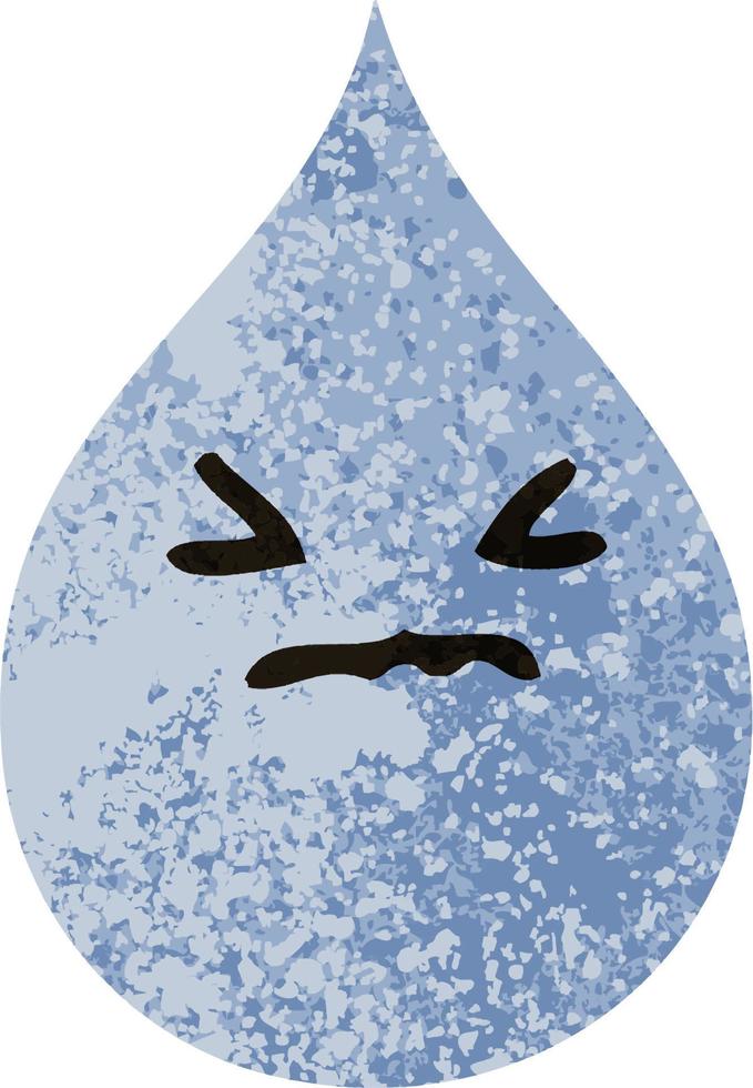 goutte de pluie émotionnelle de dessin animé de style rétro excentrique vecteur