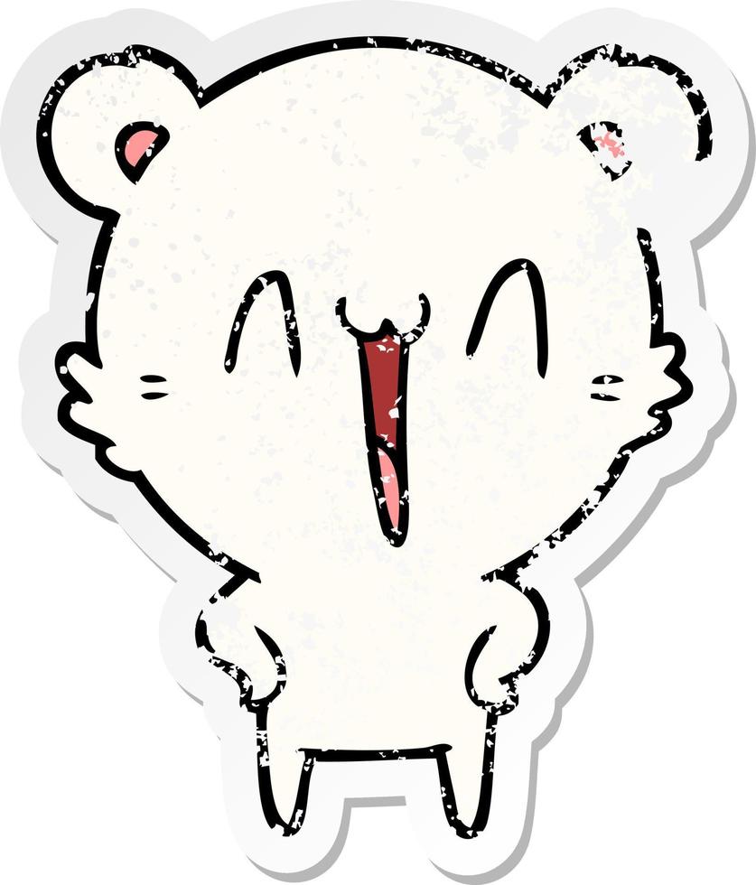 autocollant en détresse d'un dessin animé d'ours polaire heureux vecteur