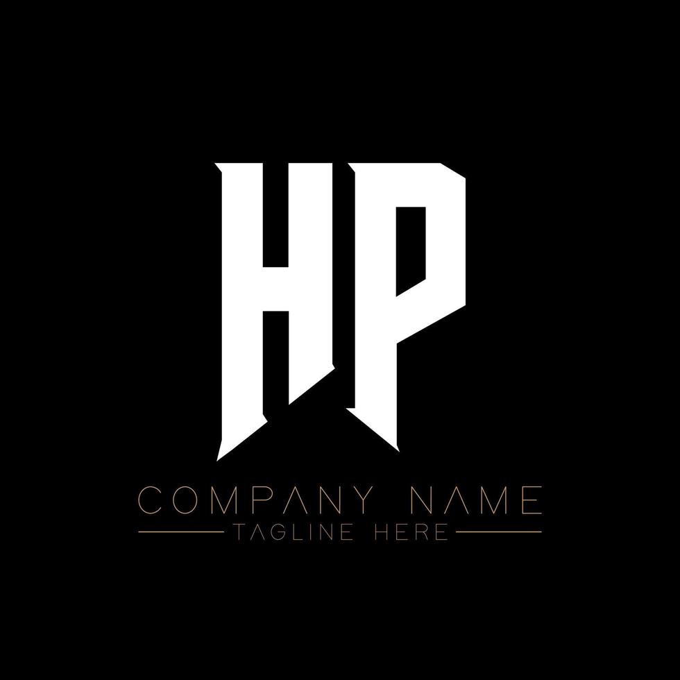 création de logo de lettre hp. lettres initiales icône du logo hp gaming pour les entreprises technologiques. lettre technique hp modèle de conception de logo minimal. vecteur de conception de lettre hp avec des couleurs blanches et noires. hp