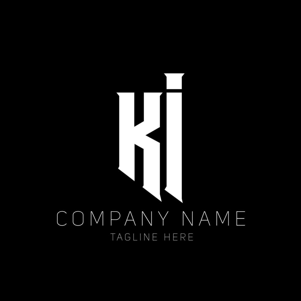 création de logo de lettre ki. lettres initiales icône du logo de ki gaming pour les entreprises technologiques. lettre technique ki modèle de conception de logo minimal. vecteur de conception de lettre ki avec des couleurs blanches et noires. ki