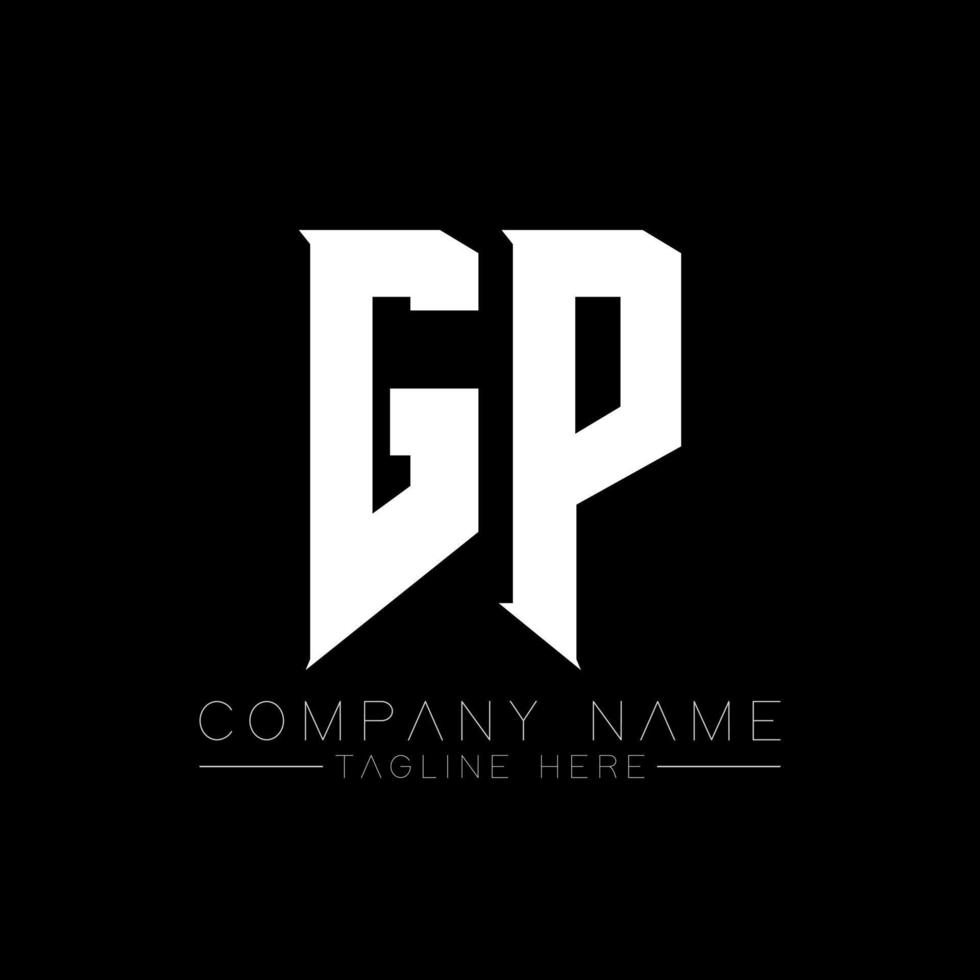 création de logo de lettre gp. lettres initiales icône du logo de gp gaming pour les entreprises technologiques. lettre technique gp modèle de conception de logo minimal. vecteur de conception de lettre gp avec des couleurs blanches et noires. généraliste