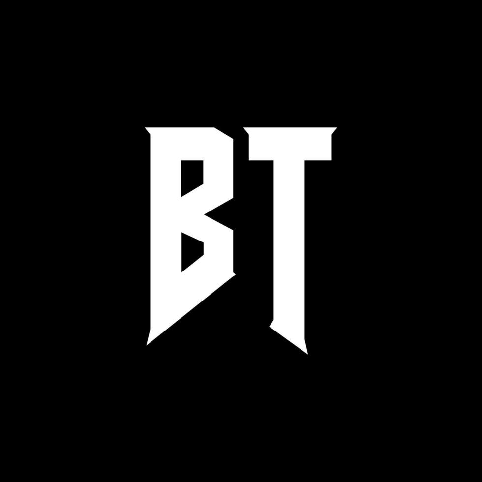 création de logo de lettre bt. lettres initiales icône du logo de bt gaming pour les entreprises technologiques. lettre technique bt modèle de conception de logo minimal. vecteur de conception de lettre bt avec des couleurs blanches et noires. bt