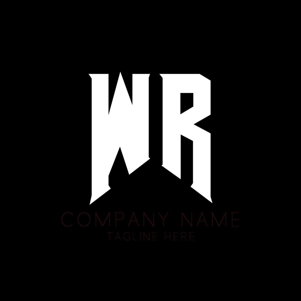 création de logo de lettre wr. lettres initiales icône du logo wr gaming pour les entreprises technologiques. lettre technique wr modèle de conception de logo minimal. vecteur de conception de lettre wr avec des couleurs blanches et noires. wr, wr