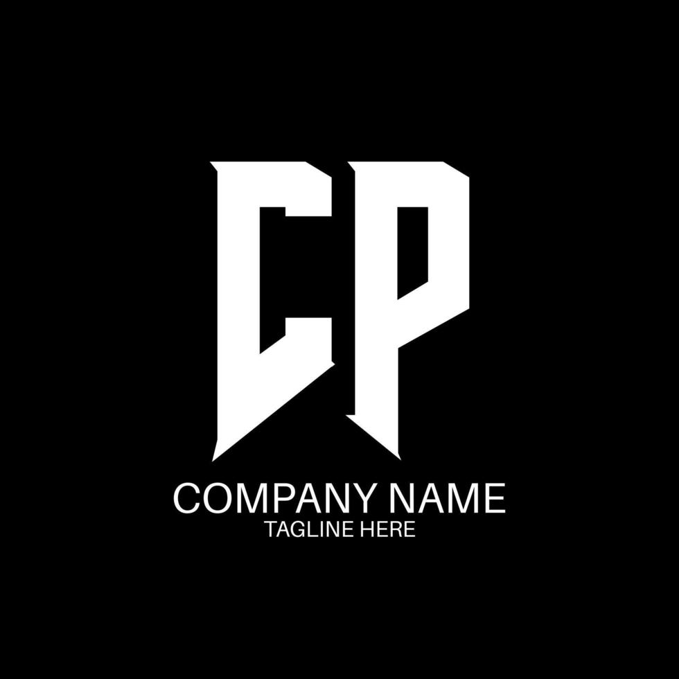 création de logo de lettre cp. lettres initiales icône du logo de cp gaming pour les entreprises technologiques. lettre technique cp modèle de conception de logo minimal. vecteur de conception de lettre cp avec des couleurs blanches et noires. CP