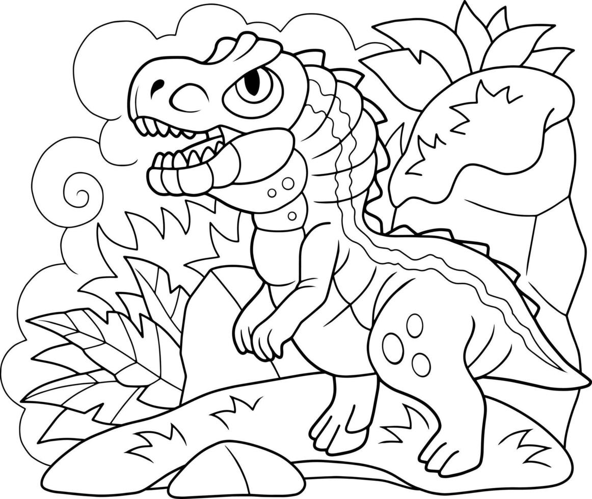 dessin animé dinosaure allosaurus livre de coloriage pour les enfants vecteur