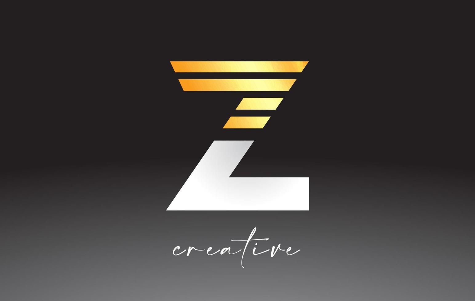 création de logo lettre z lignes dorées avec des lignes créatives coupées sur la moitié de la lettre vecteur