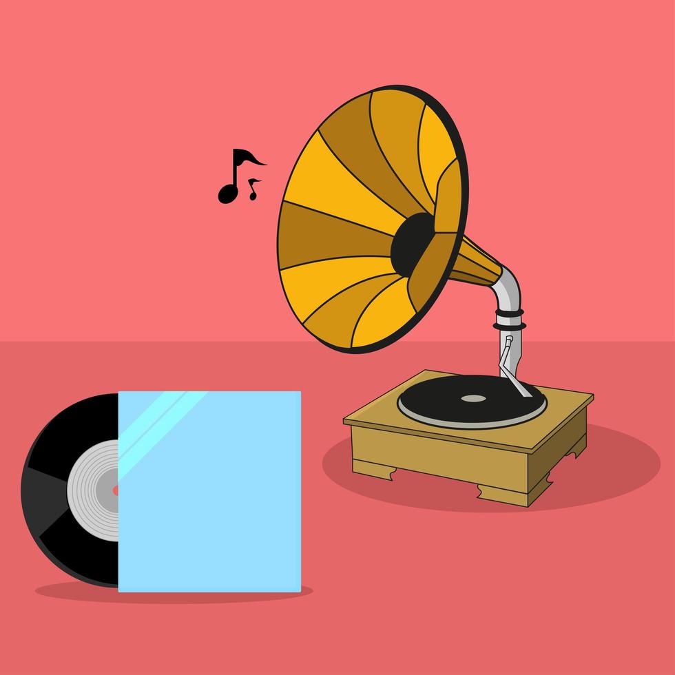 conception de disque vinyle et gramophone vecteur