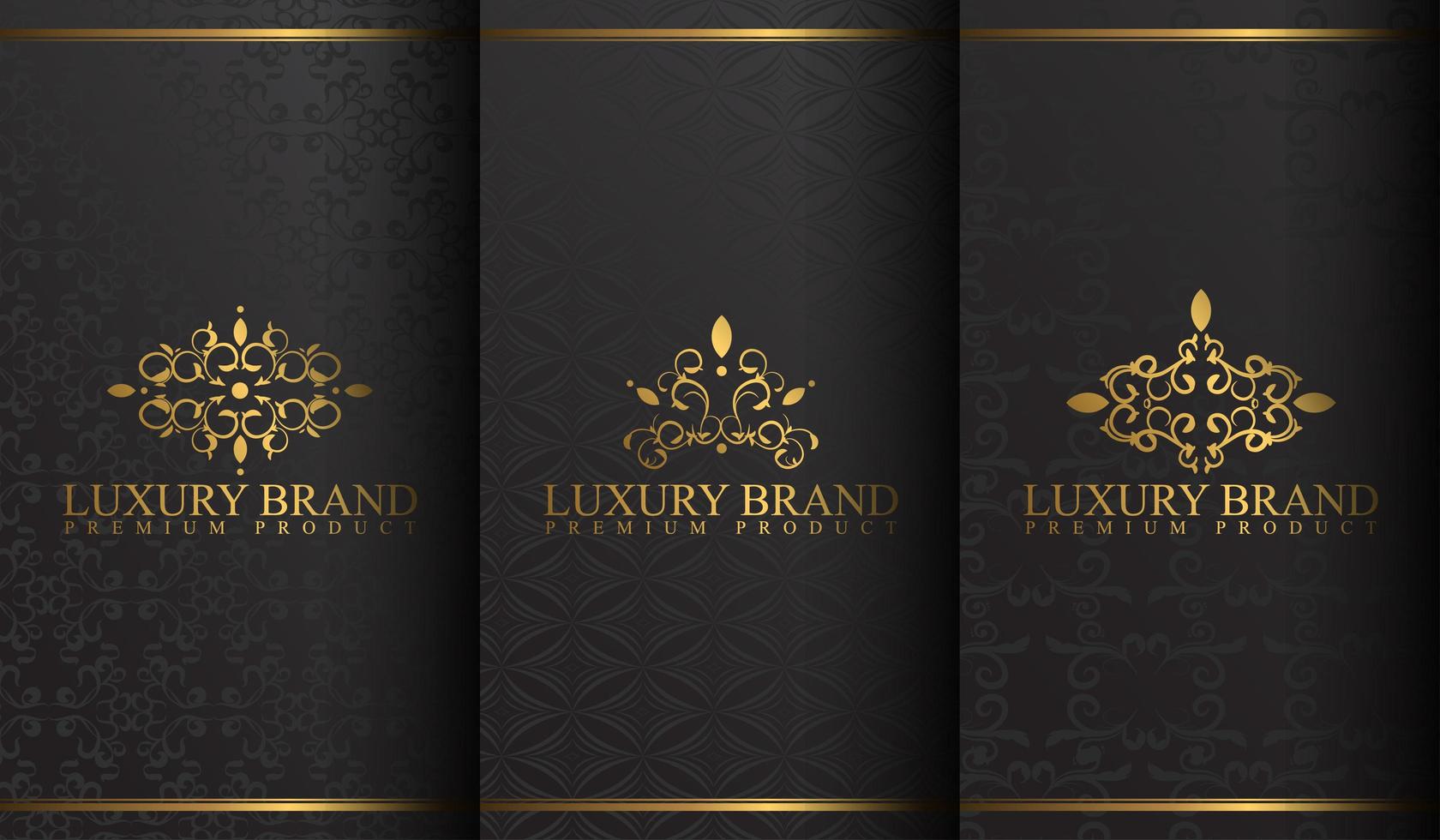 ensemble de dessins de logo de luxe noir et or vecteur