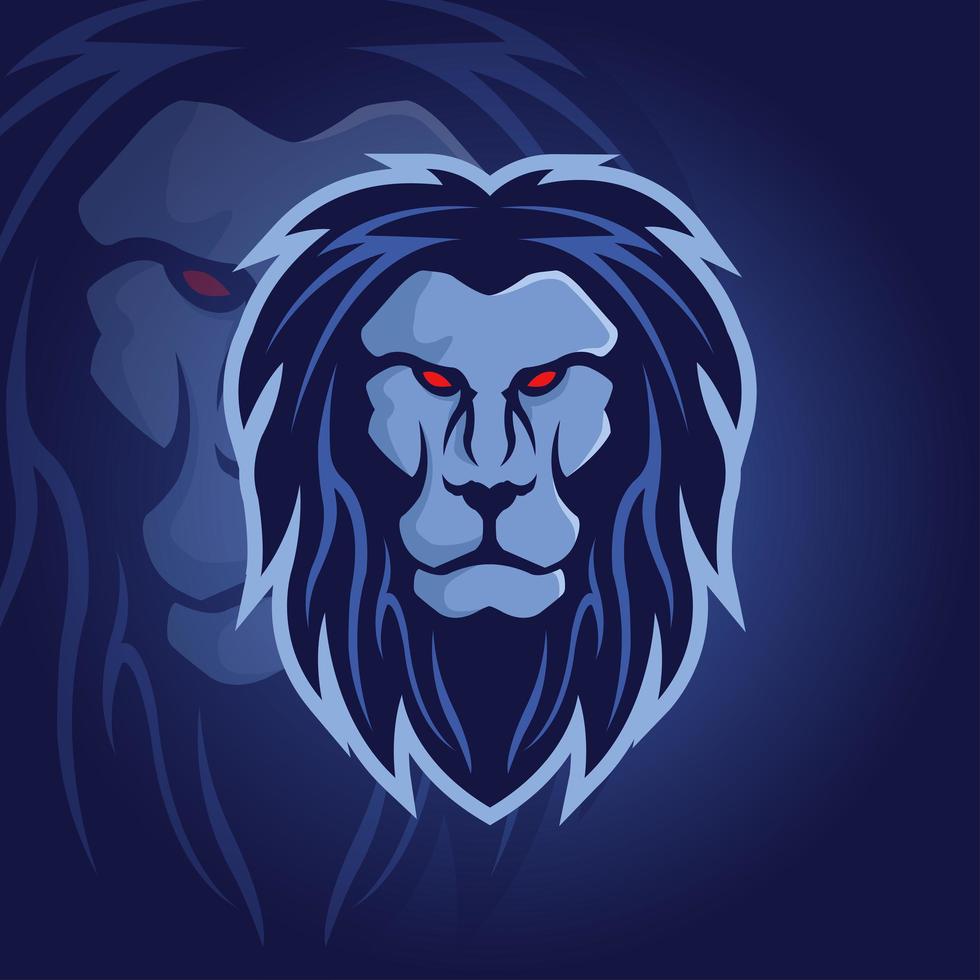 logo mascotte tête de lion bleu vecteur
