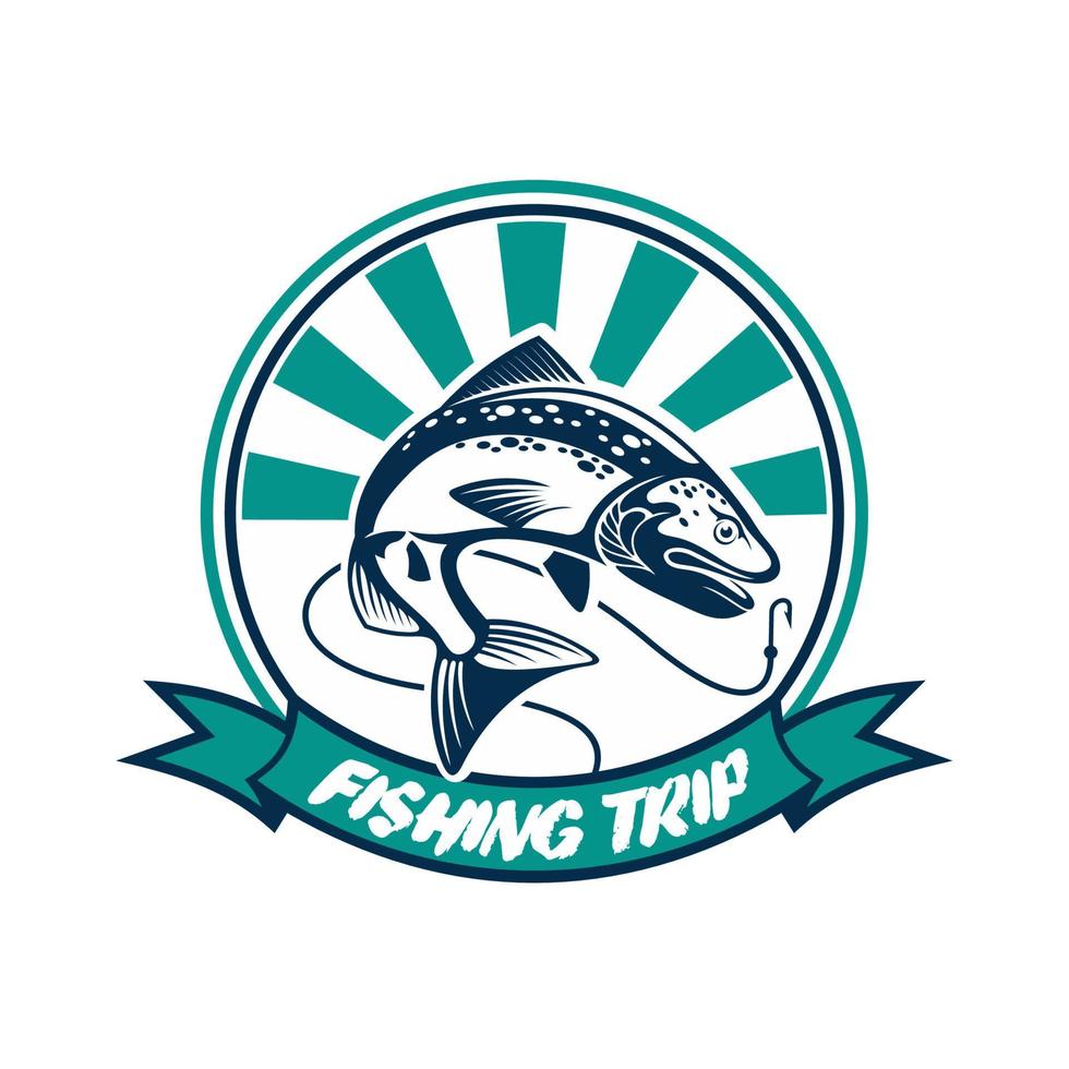 voyage de pêche, insigne de club de sport de pêcheur vecteur