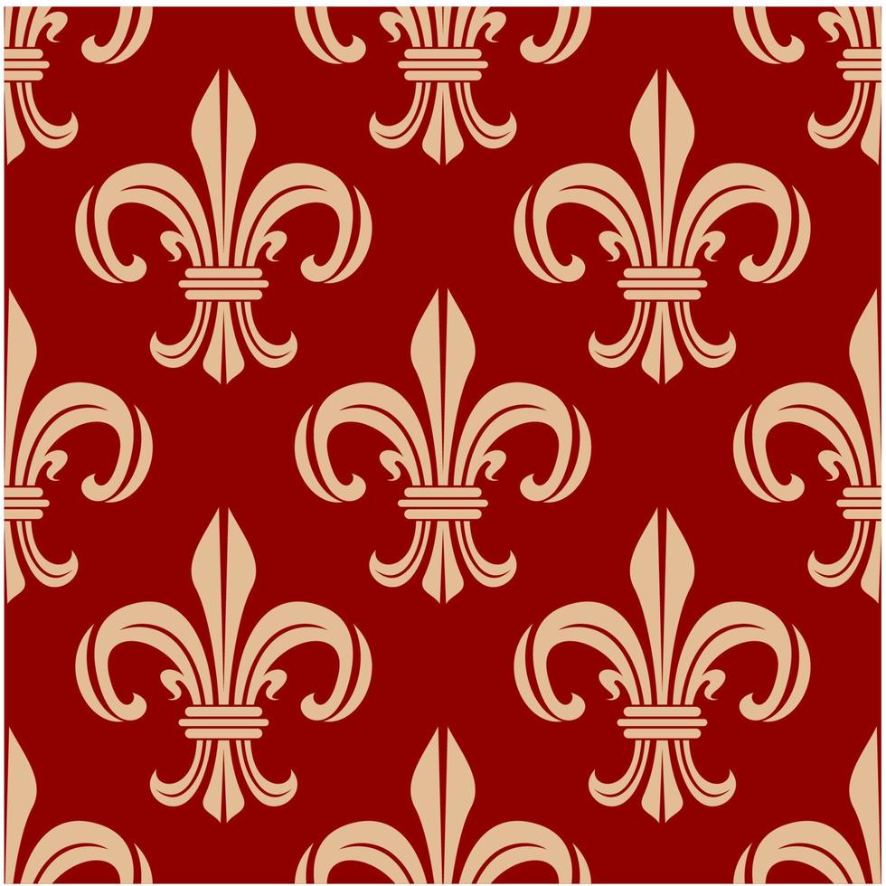 modèle sans couture de fleur de lys royal vecteur rouge