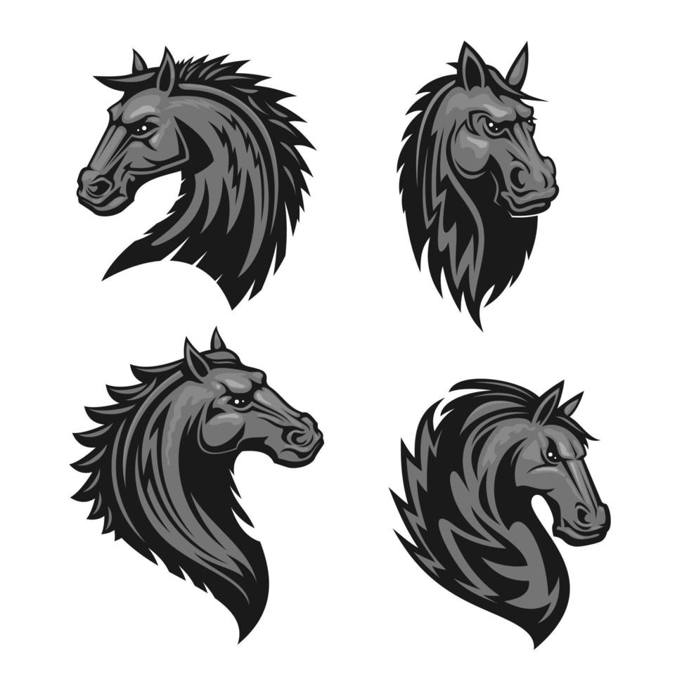 Emblème héraldique tête de cheval vecteur