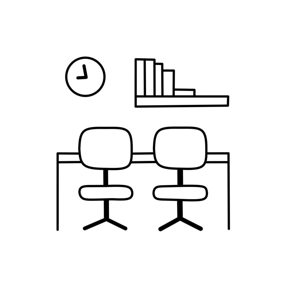 espace de travail à la maison icône contour, sur fond blanc. vecteur de trait modifiable