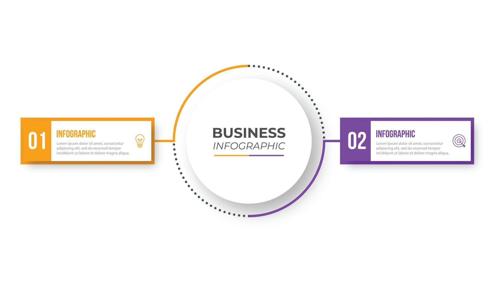 modèle d'infographie en ligne mince, concept d'entreprise avec 2 options, étape ou processus vecteur