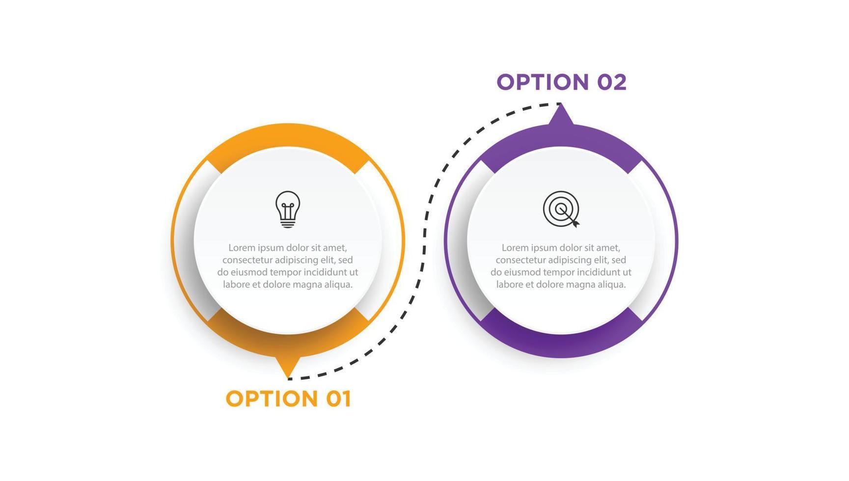 modèle d'infographie en ligne mince, concept d'entreprise avec 2 options, étape ou processus vecteur