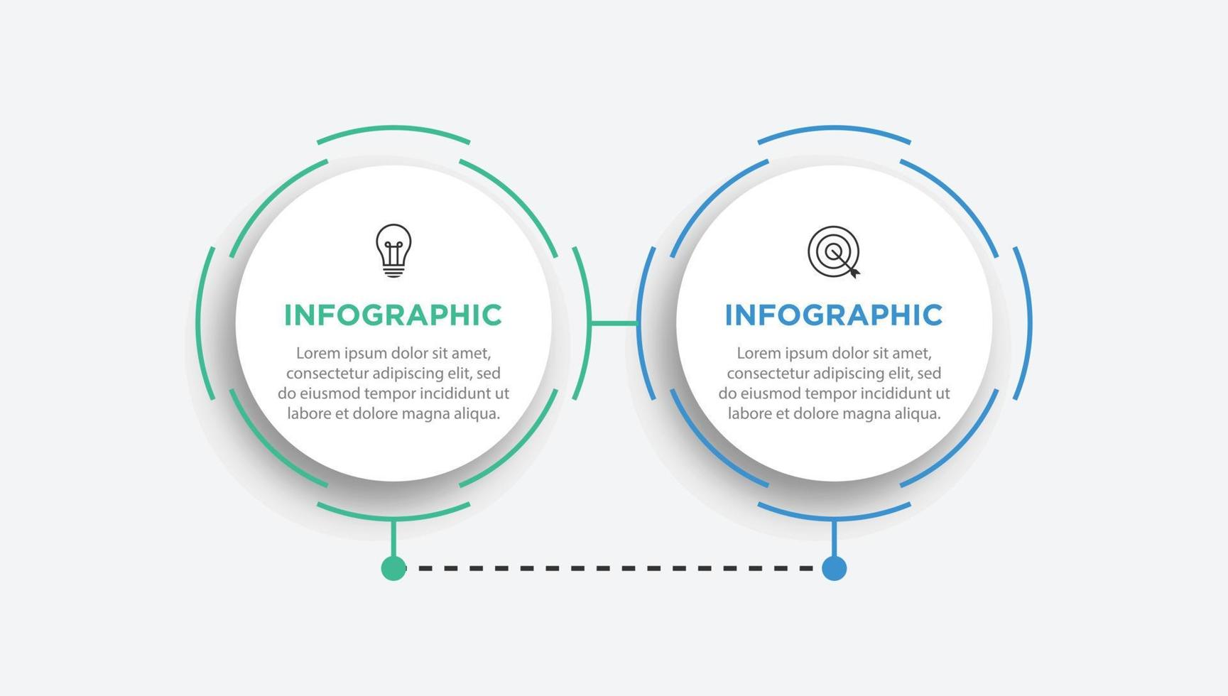 modèle d'infographie en ligne mince, concept d'entreprise avec 2 options, étape ou processus vecteur