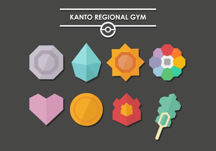 Pokemon badges kanto vector