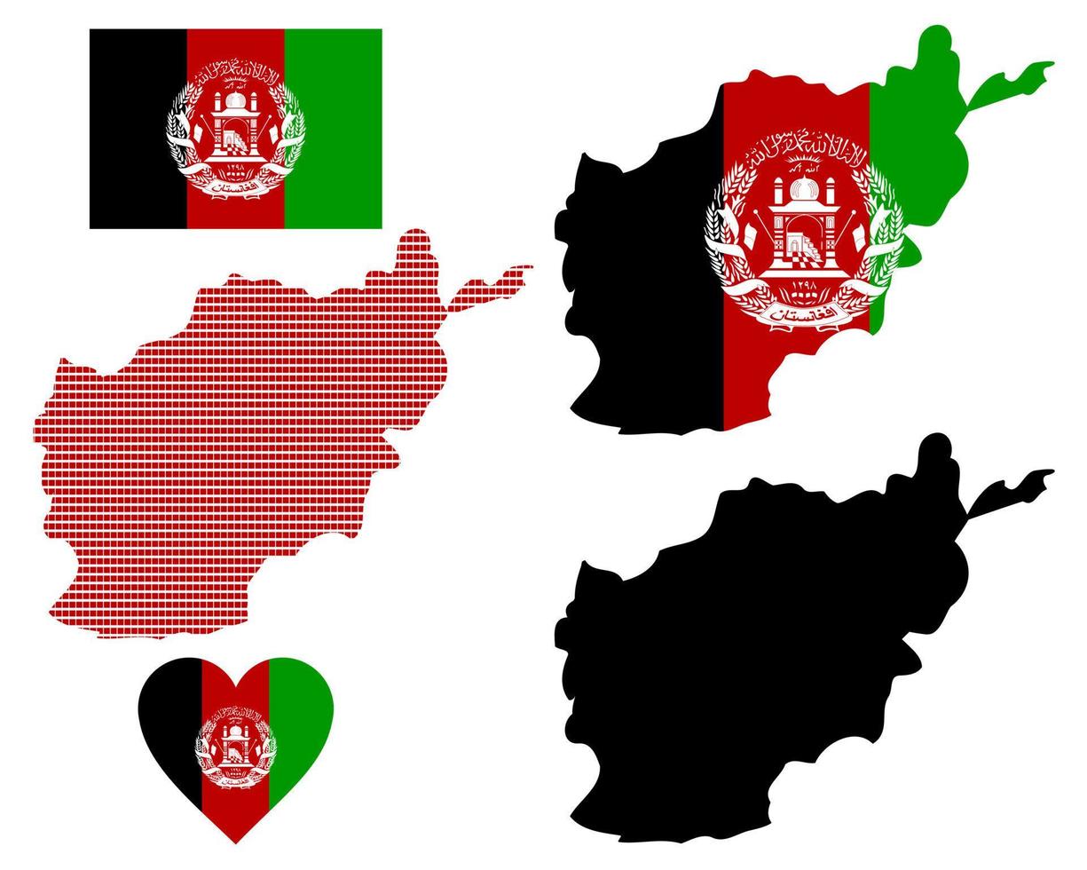 carte drapeau et symbole de l'afghanistan sur fond blanc vecteur