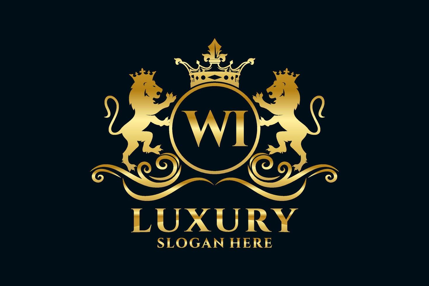 modèle de logo de luxe royal lion lettre initiale wi dans l'art vectoriel pour des projets de marque luxueux et d'autres illustrations vectorielles.