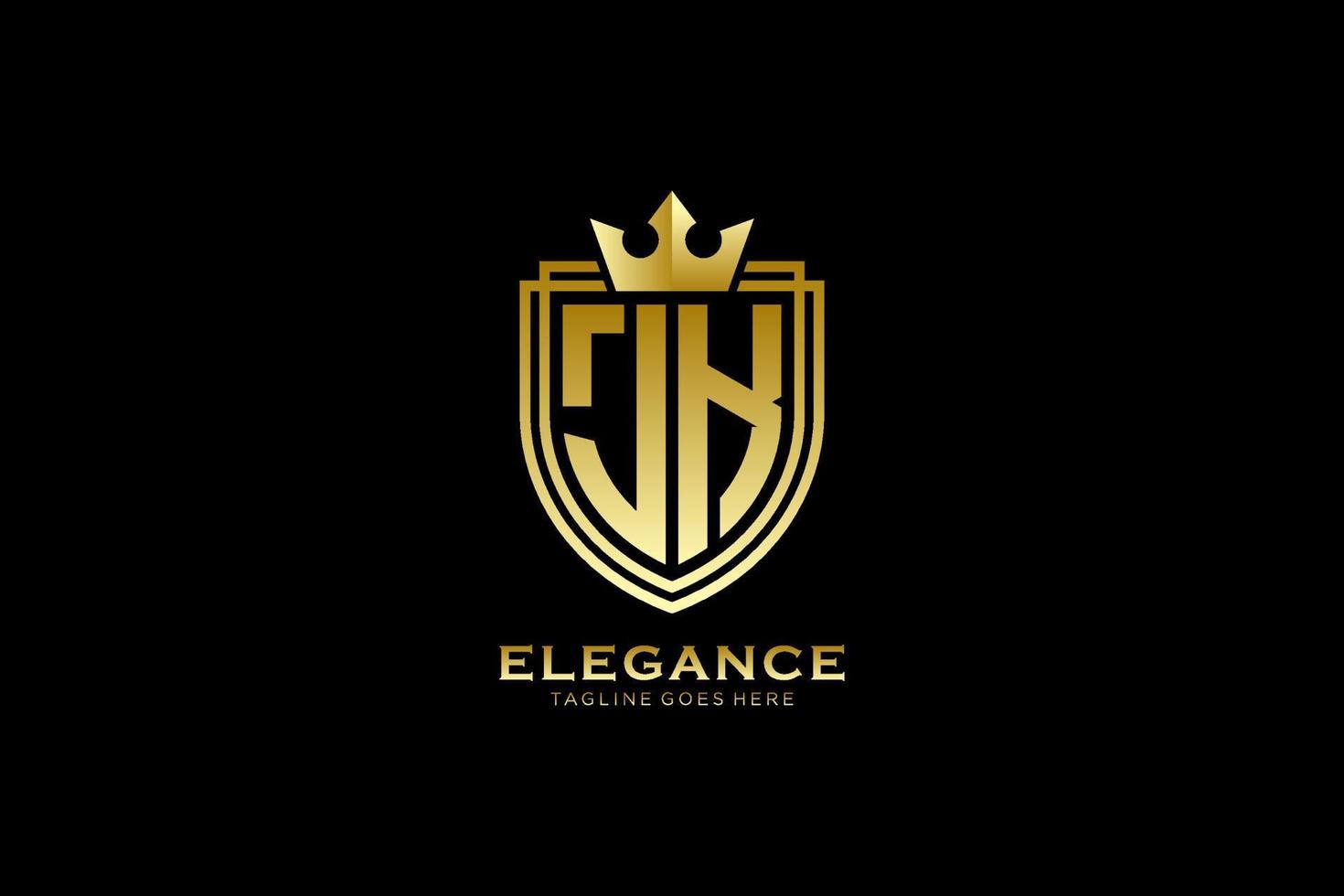 logo monogramme de luxe élégant initial jk ou modèle de badge avec volutes et couronne royale - parfait pour les projets de marque de luxe vecteur