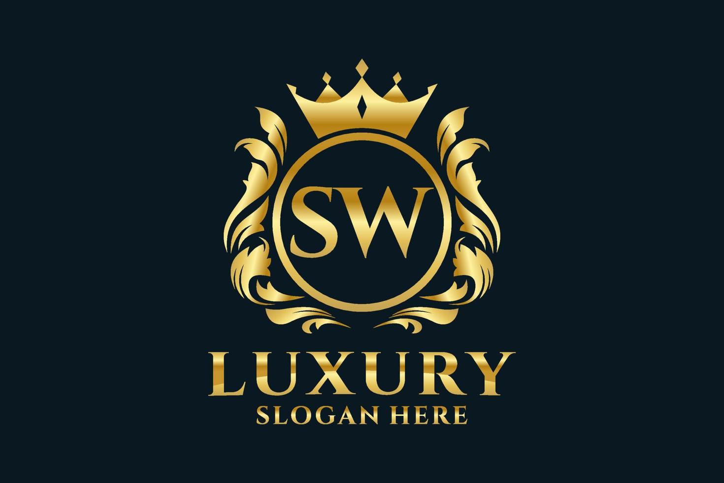 modèle de logo de luxe royal de lettre sw initiale dans l'art vectoriel pour des projets de marque luxueux et d'autres illustrations vectorielles.