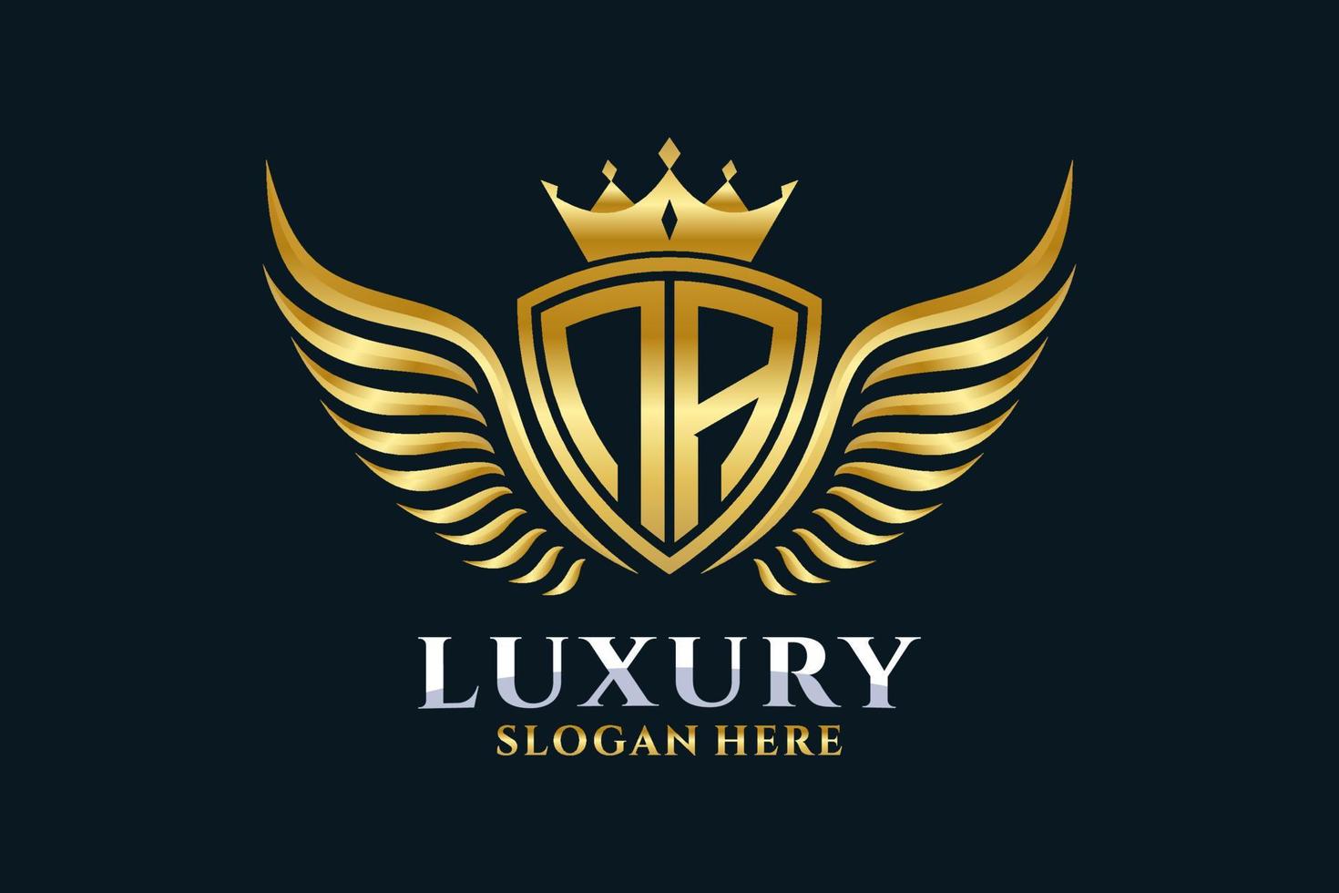 lettre d'aile royale de luxe na crest logo couleur or vecteur, logo de victoire, logo de crête, logo d'aile, modèle de logo vectoriel. vecteur