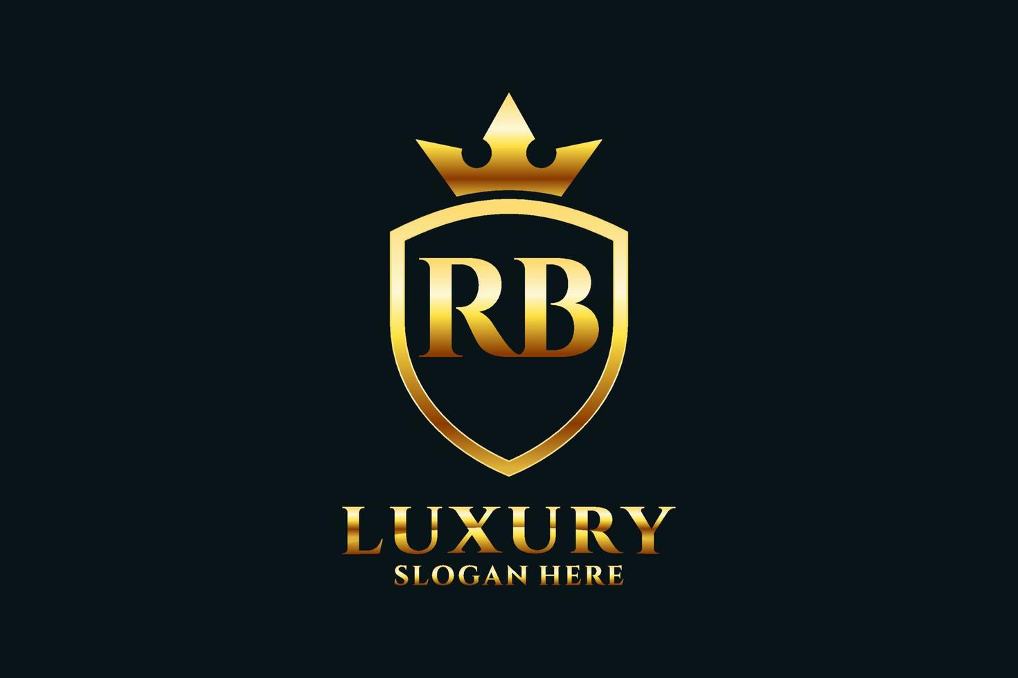 logo monogramme de luxe élégant initial rb ou modèle de badge avec volutes et couronne royale - parfait pour les projets de marque de luxe vecteur
