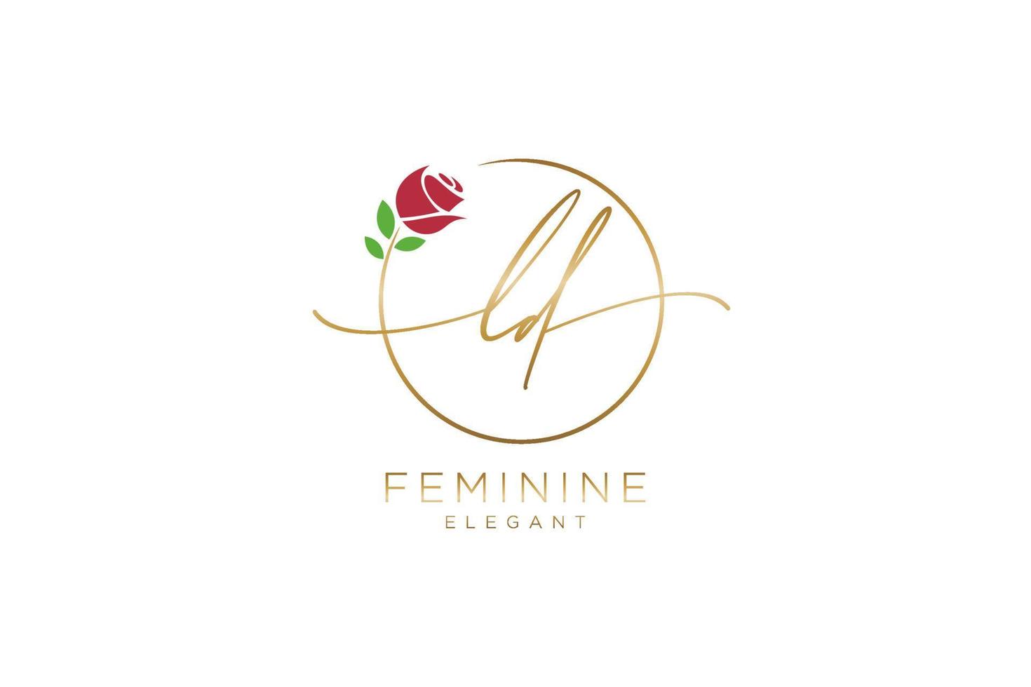 monogramme de beauté du logo féminin initial ld et design élégant du logo, logo manuscrit de la signature initiale, mariage, mode, floral et botanique avec modèle créatif. vecteur